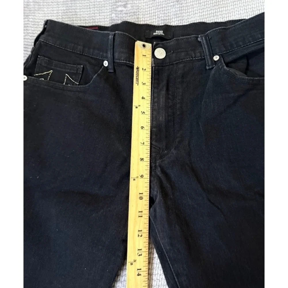 True Religion Men World Tour Straight No Flap Black Jeans Horseshoe Stitch 38X31